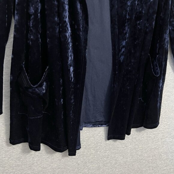 Crushed Velvet Cardigan Jacket Womens 3X Blue Whimsigoth Flowy Agnes Orinda - Picture 3 of 11